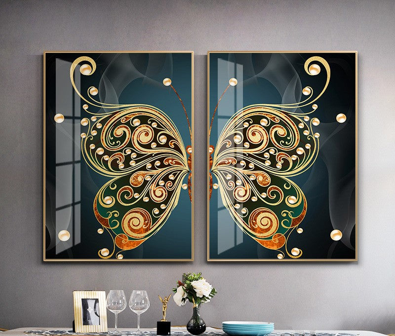 Modern Crystal Painting With Metal Framing For Wall Decor [ Pack of 2 –  thedecorvilla