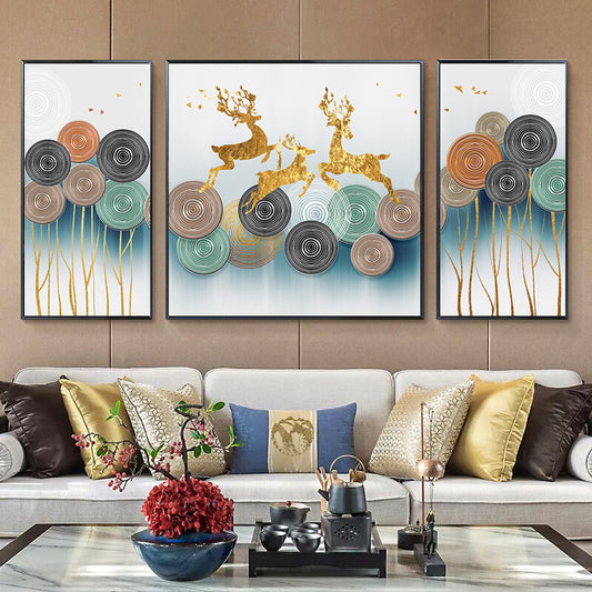 Modern Framed Crystal Glass Painting - Set of 3 (Pearl Work)