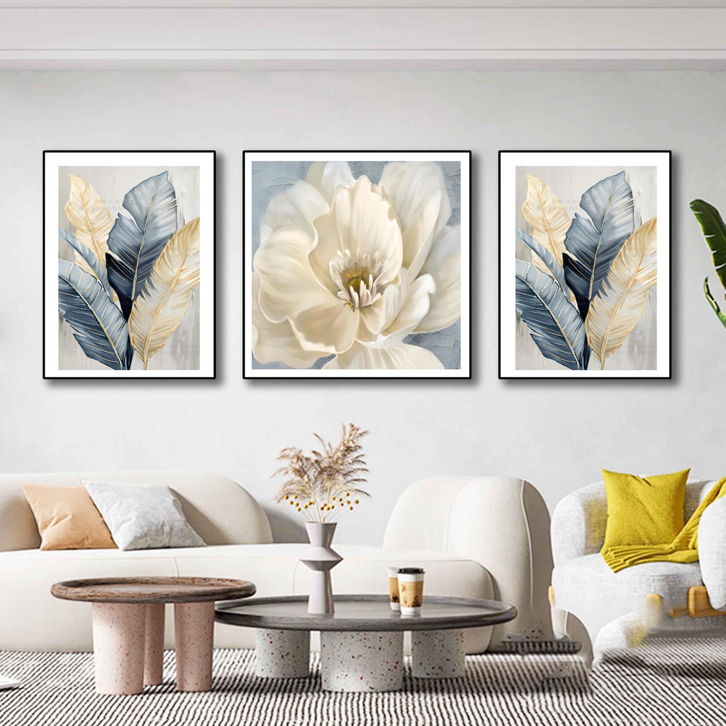 Flower Paradise Leather Wall Painting [Set of 3]