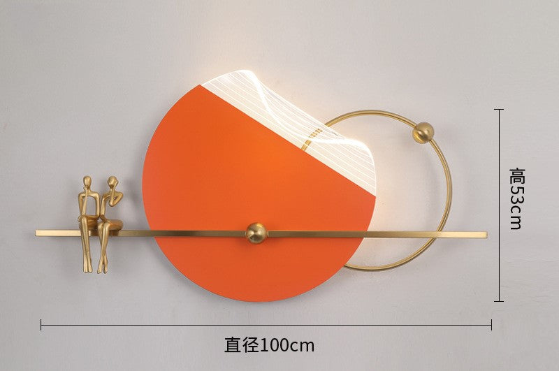 LED Modern Orange Wall Art With Sitting Couple