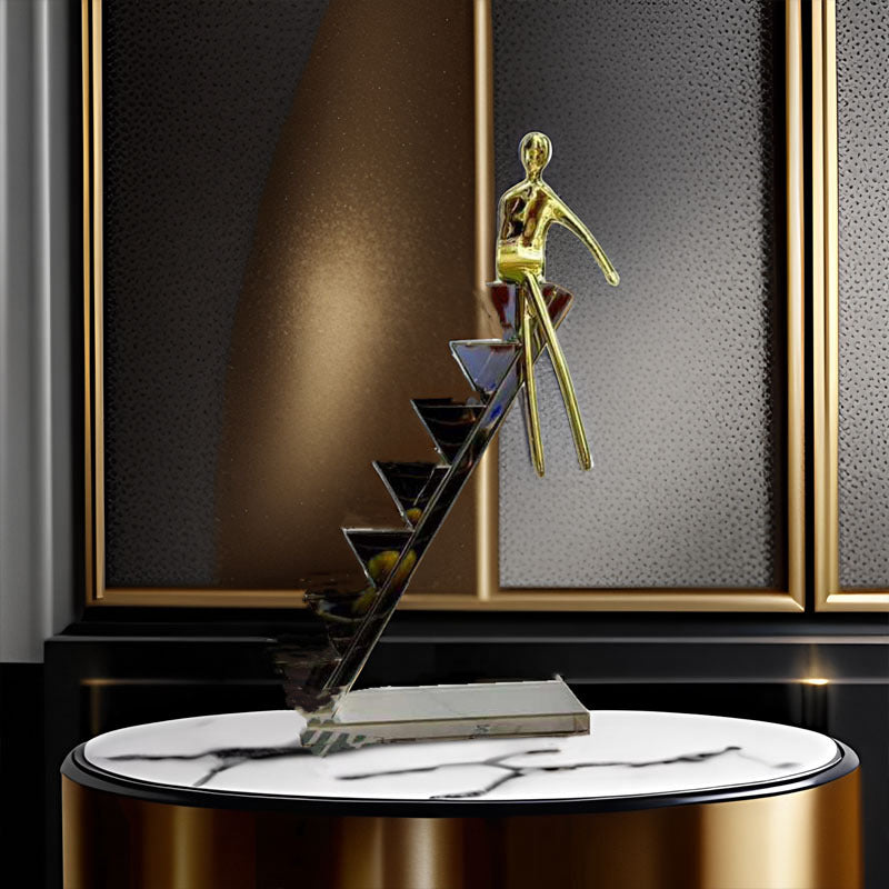 Gold Man Sitting On Crystal Stairs Table Showpiece