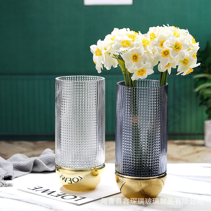 Glass Flower Vase For Home Decor [ Grey ]