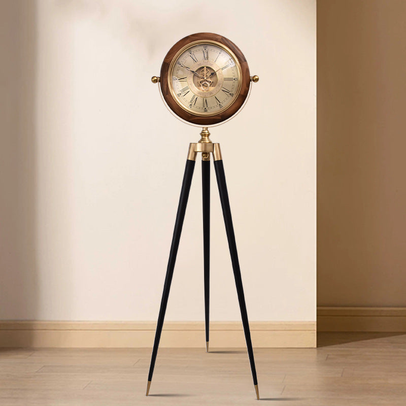 Gold Metal Tripod Gear Standing Wall Clock For Home Decor