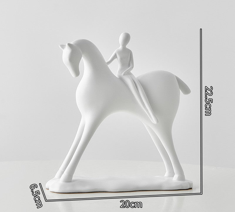 Lady On Horse Table Showpiece [ White ]