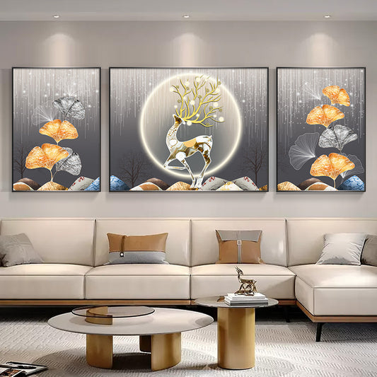 Modern Framed Crystal Glass Painting - Set of 3 (Pearl Work)