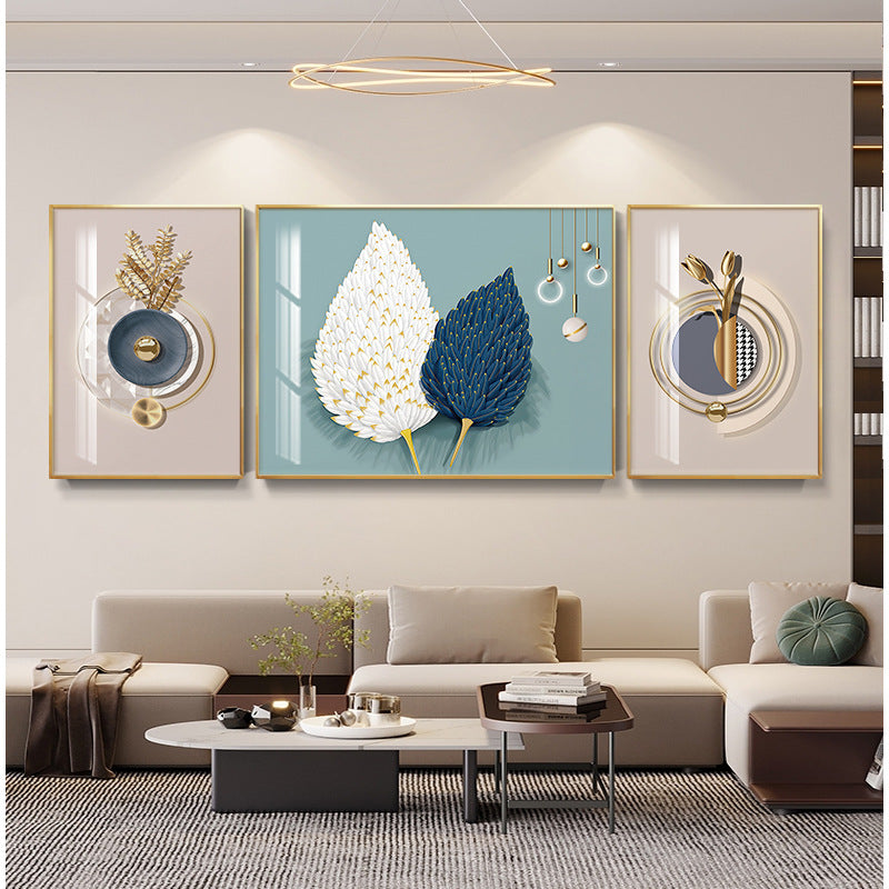 Modern Crystal Painting With Metal Framing For Wall Decor [ Pack of 3 ]