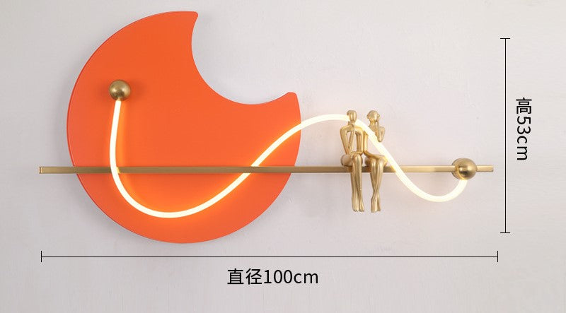 LED Modern Orange Wall Art With Sitting Couple - Style 2