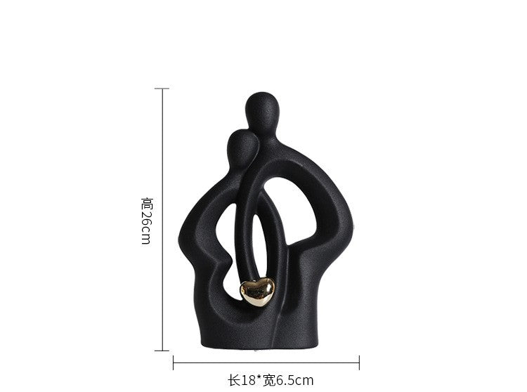 Couple With Gold Heart - Table Showpiece [ Black ]