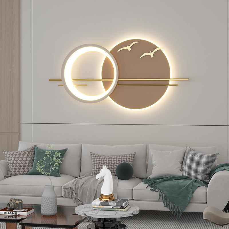 LED Modern Circular Wall Art With Birds