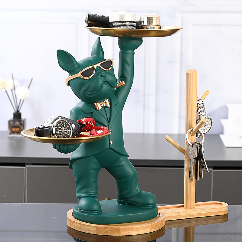 Green Dog With Cigar Table Showpiece With Metal Tray (Copy)