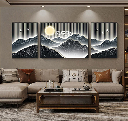 Modern Framed Crystal Glass Painting - Set of 3 (Pearl Work)