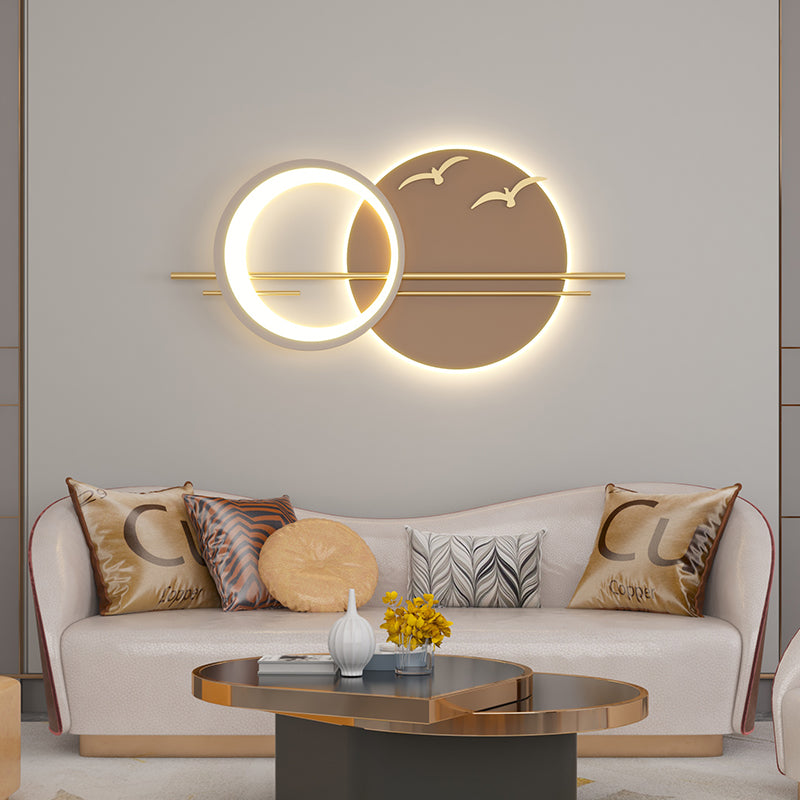 LED Modern Circular Wall Art With Birds