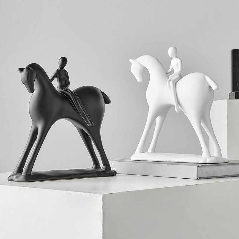 Lady On Horse Table Showpiece [ White ]