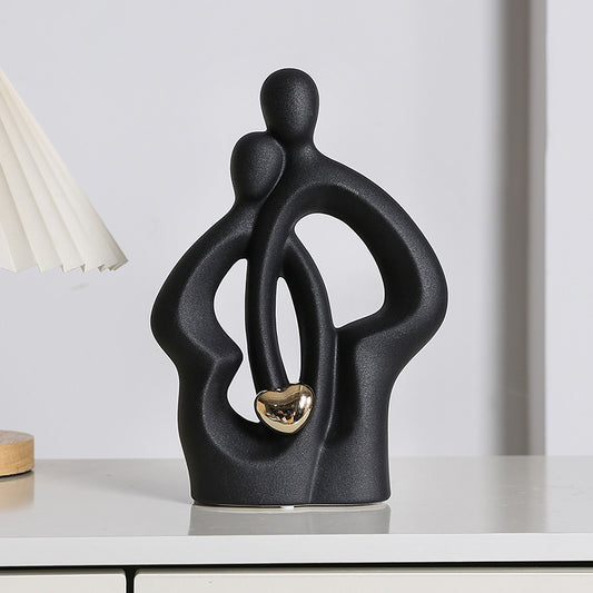 Couple With Gold Heart - Table Showpiece [ Black ]