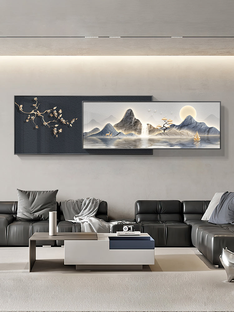 Valencia Dreamlike Modern Crystal Glass Painting [ 72 x 22 Inches ]