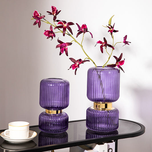 Purple Flower Vase With Metal Curve For Home Decor Pack of 1