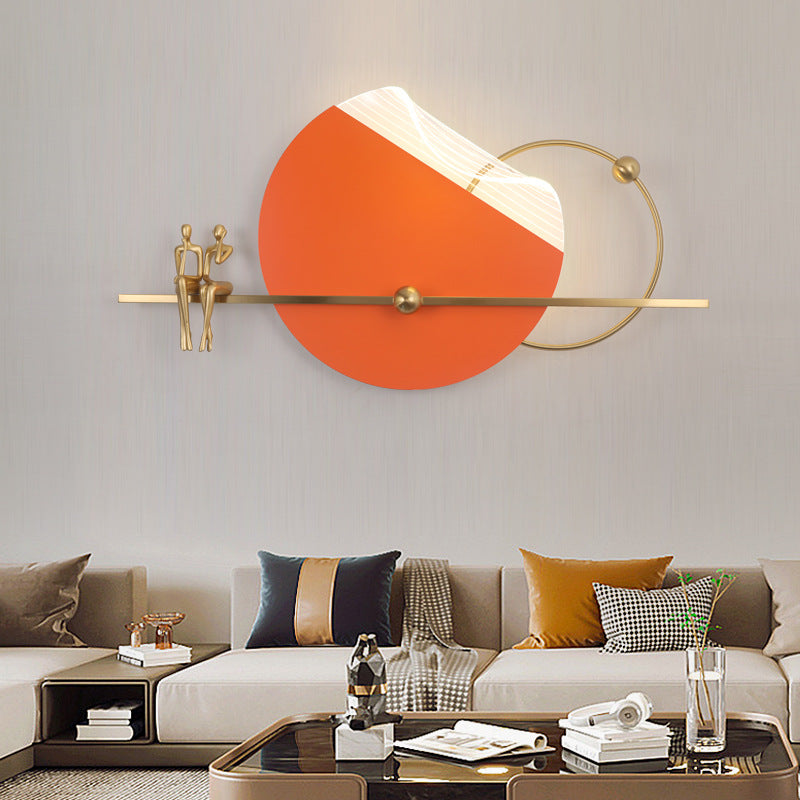 LED Modern Orange Wall Art With Sitting Couple