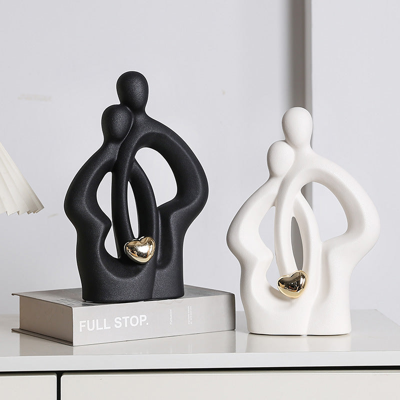 Couple With Gold Heart - Table Showpiece [ Black ]