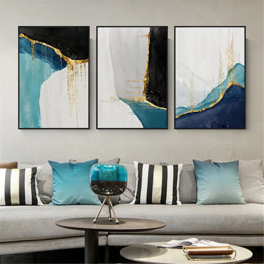 Modern Crystal Painting Set - Metal Framed Home Decor (Pack of 3)