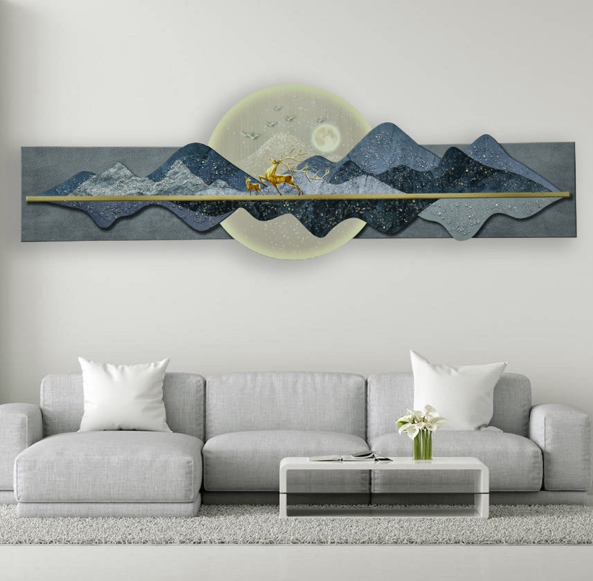 Modern Crystal Glass Painting For Wall Decor [ 60 x 24 Inches ]