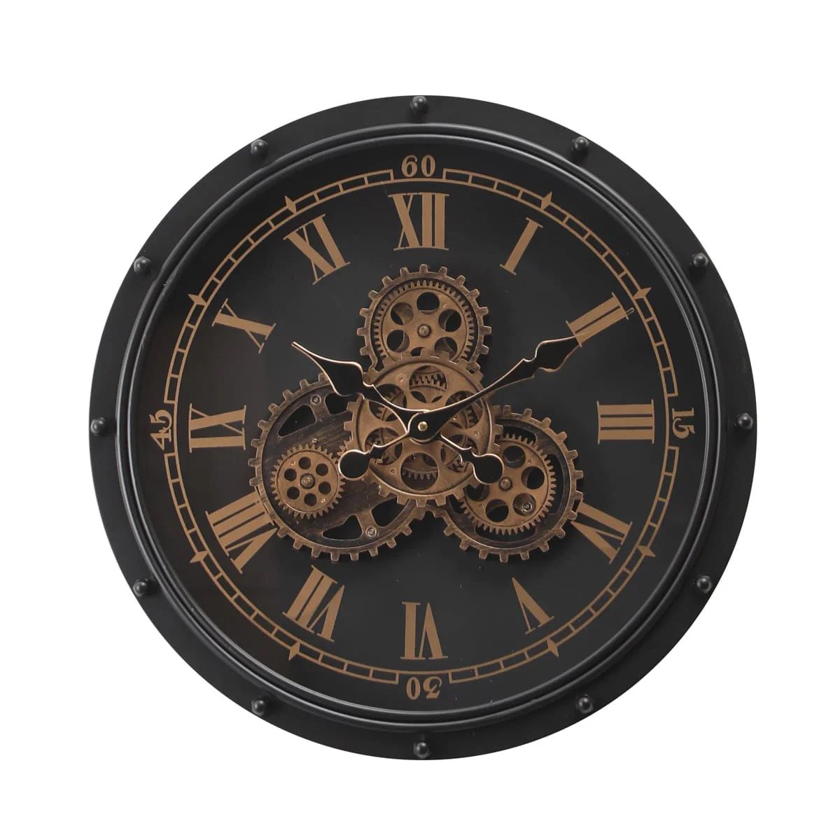 Gears of Time Luxury Designer Wall Clock With Moving Gear Mechanism (Steel Body)