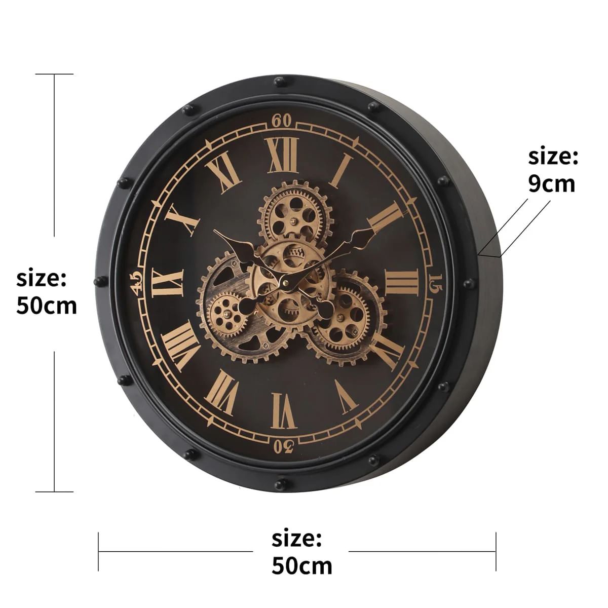 Gears of Time Luxury Designer Wall Clock With Moving Gear Mechanism (Steel Body)