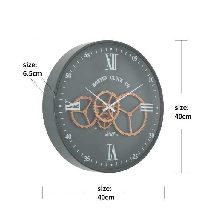 Lunar Echo Luxury Designer Wall clock With Moving Gear Mechanism (Steel Body)