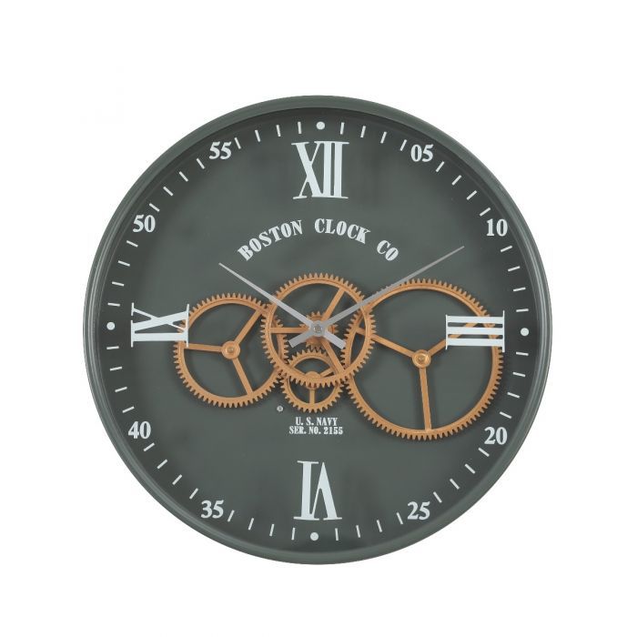 Lunar Echo Luxury Designer Wall clock With Moving Gear Mechanism (Steel Body)