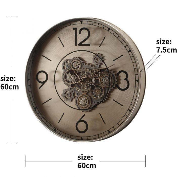 Pulse of Time Luxury Designer Wall Clock With Moving Gear Mechanism (Steel Body)