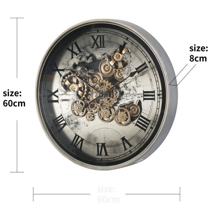 Time Lock Luxury Designer Wall Clock With Moving Gear Mechanism (Steel Body)