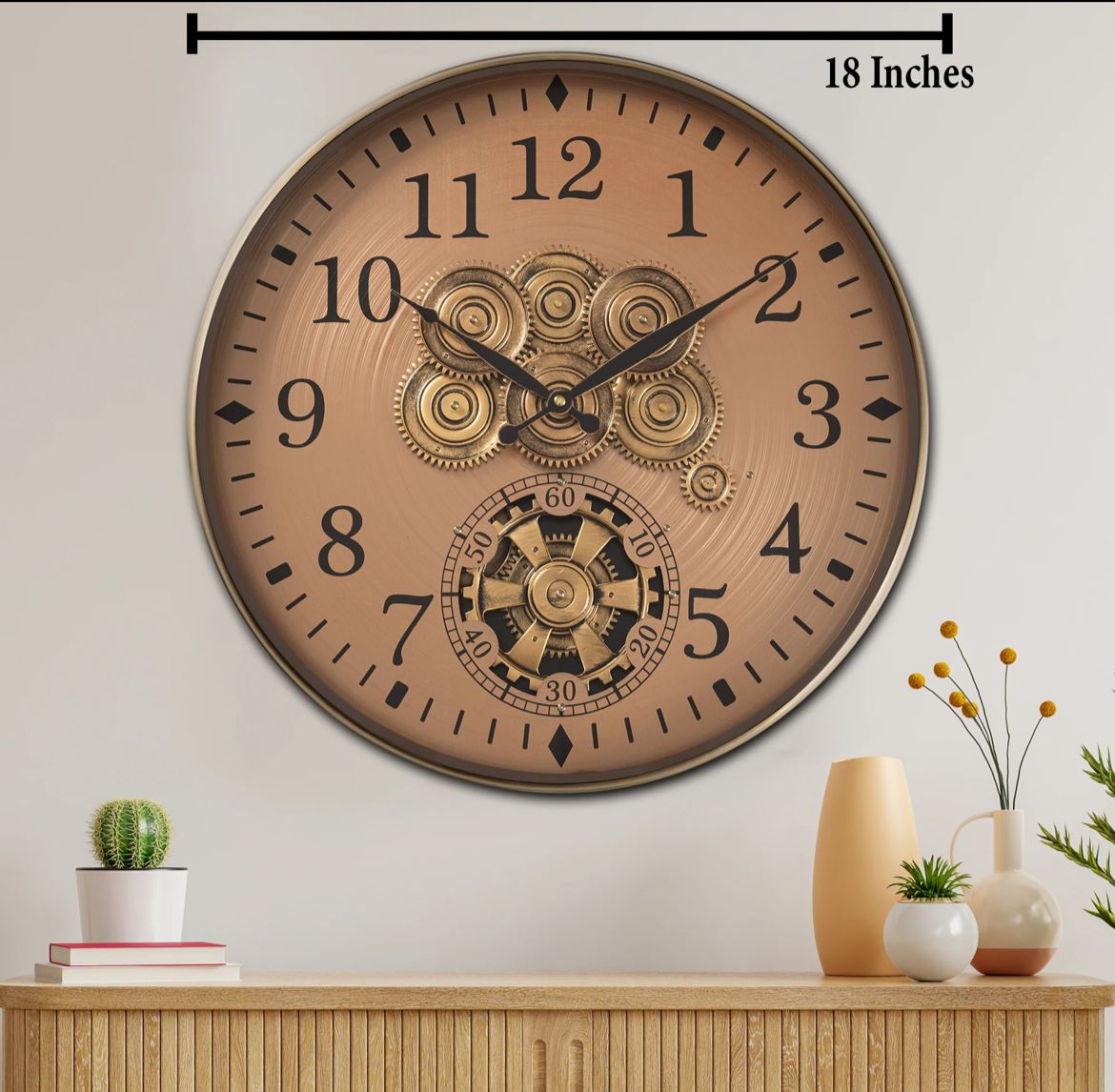 Flux Dial Luxury Designer Wall Clock With Moving Gear Mechanism (Steel Body)