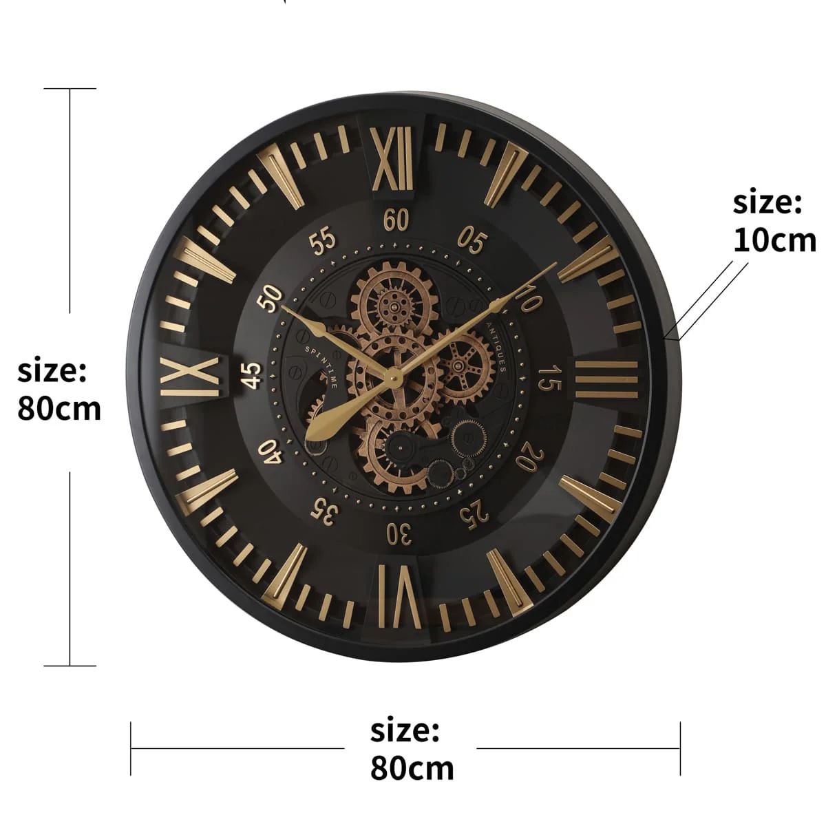 Whispering Wheel Luxury Designer Wall clock With Moving Gear Mechanism (Steel Body)