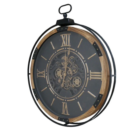 Temporal Trellis Luxury Wall Clock With Moving Gear Mechanism (Steel Body)