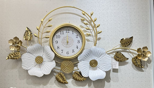 Floral PVD Metal Wall Clock For Home Decor Style 3