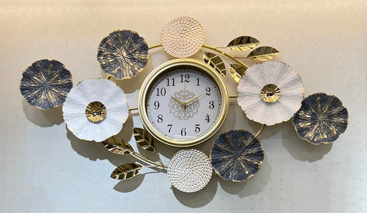 Floral PVD Metal Wall Clock For Home Decor Style 5