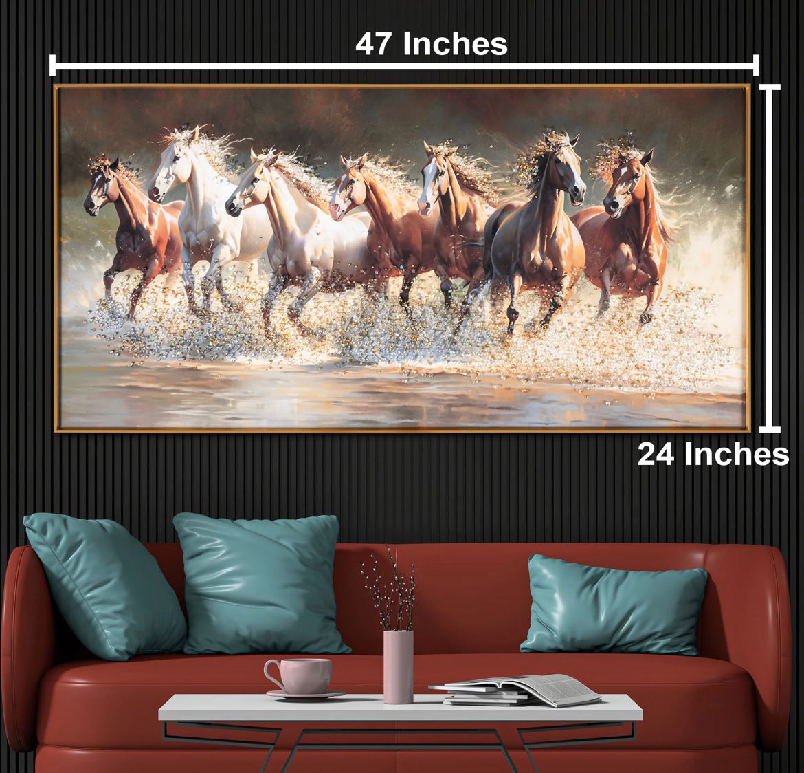 Thunder of the Seven Running Horses Crystal Glass painting