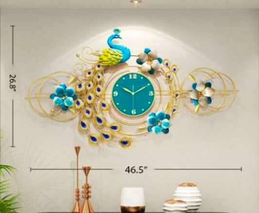 Peacock Metal Wall Clock For Home Decor