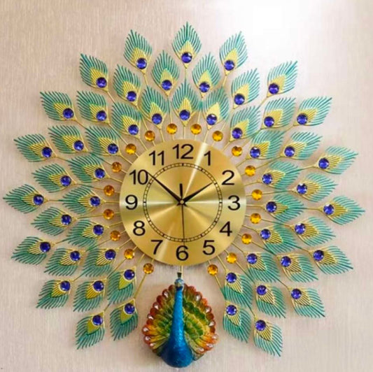 Peacock Metal Wall Clock - 70cm x 65cm, Resilient Metal, Large for Living Room & Bedroom