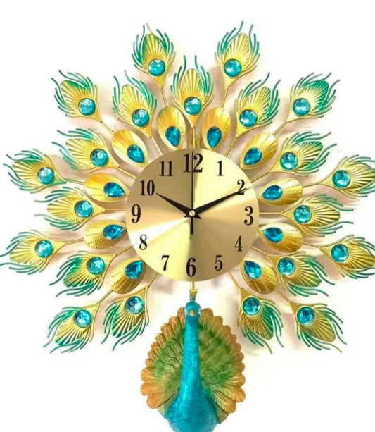 Peacock Metal Wall Clock - 50cm x 50cm, Resilient Metal, Large for Living Room & Bedroom